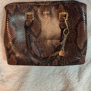 Aldo Snake Print Satchel in Brown and Black